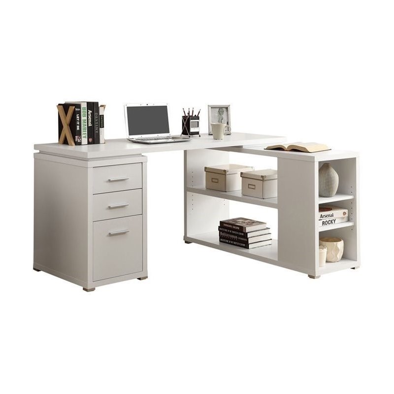 Trent Home Aria L Shaped Computer Desk in White