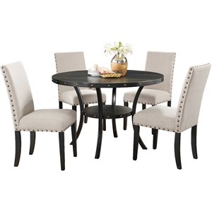 trent home wood dining set with chairs in espresso/tan