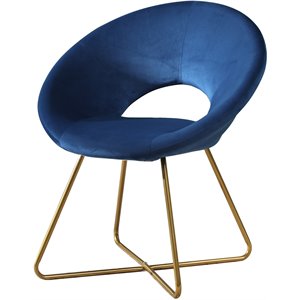 trent home velvet upholstered accent chair in gold tone/blue