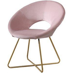 trent home velvet upholstered accent chair in gold tone/pink