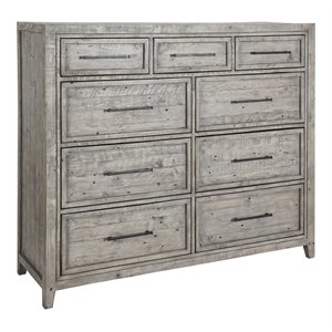 trent home 9-drawer transitional reclaimed pine dresser in stone gray