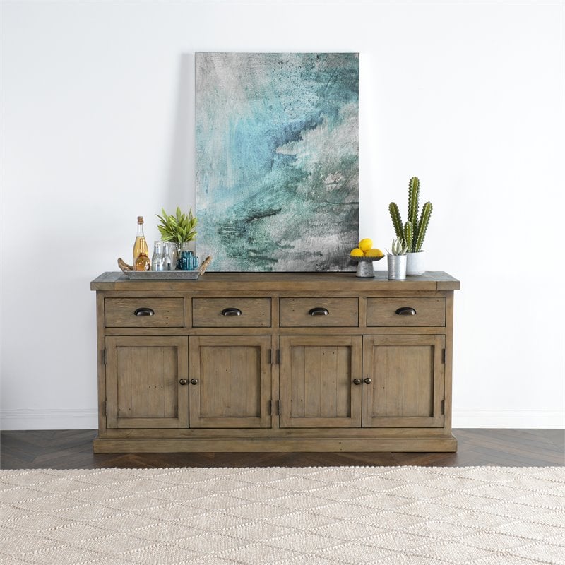 Trent Home 4-drawer Reclaimed Pine Sideboard in Weathered Brown