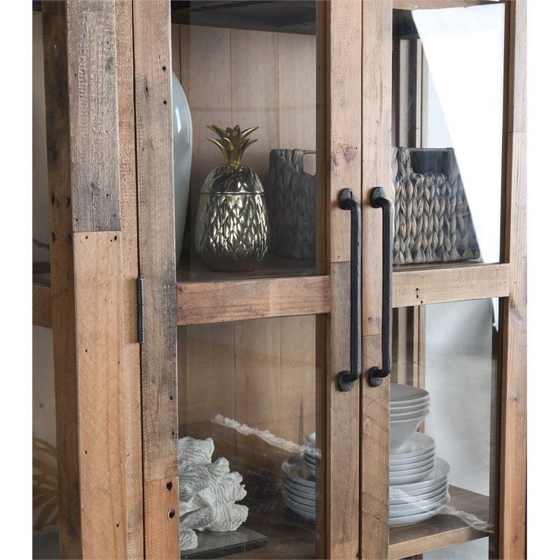 Trent Home Transitional Reclaimed Pine Display Cabinet in Natural