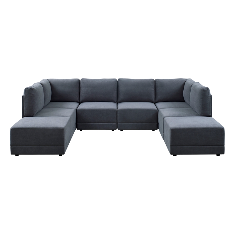 Trent Home Polyester Blend Fabric Modular Sectional Sofa in Gray