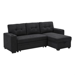 trent home polyester blend fabric convertible sectional in black