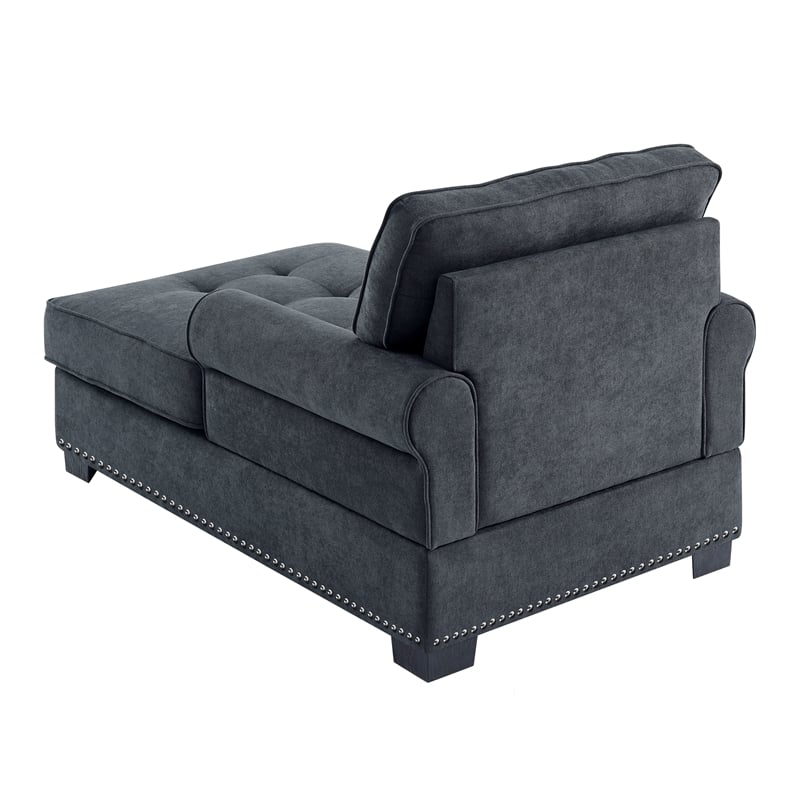 Trent Home Tufted Polyester Fabric Chaise Lounge in Gray