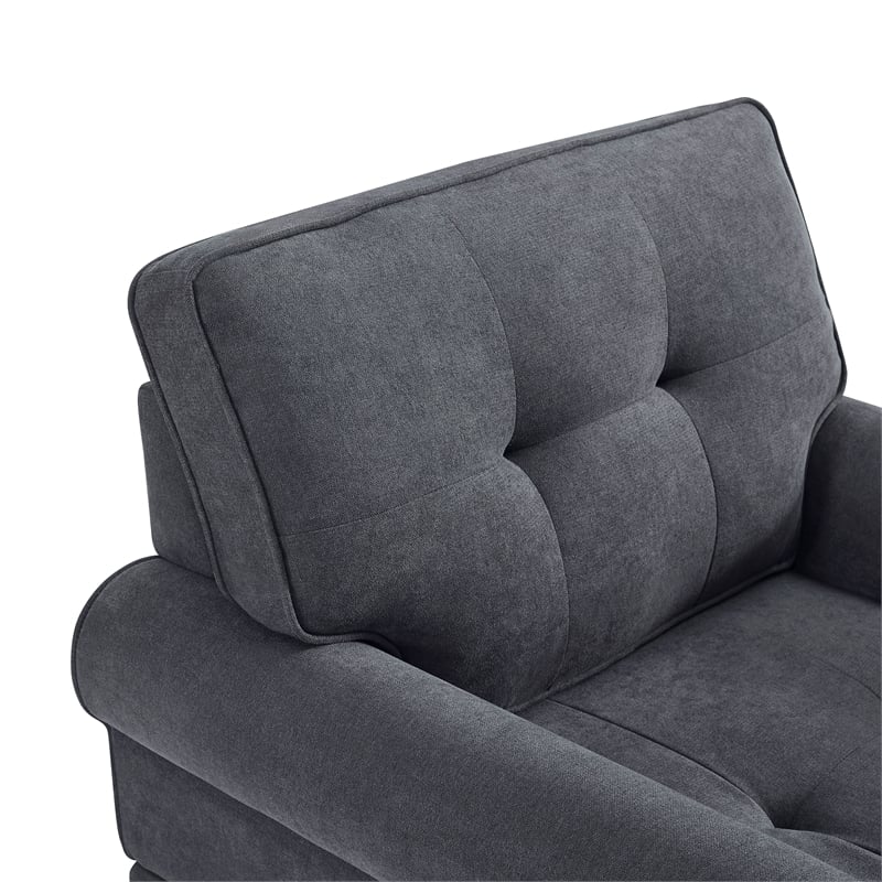 Trent Home Tufted Polyester Fabric Chaise Lounge in Gray