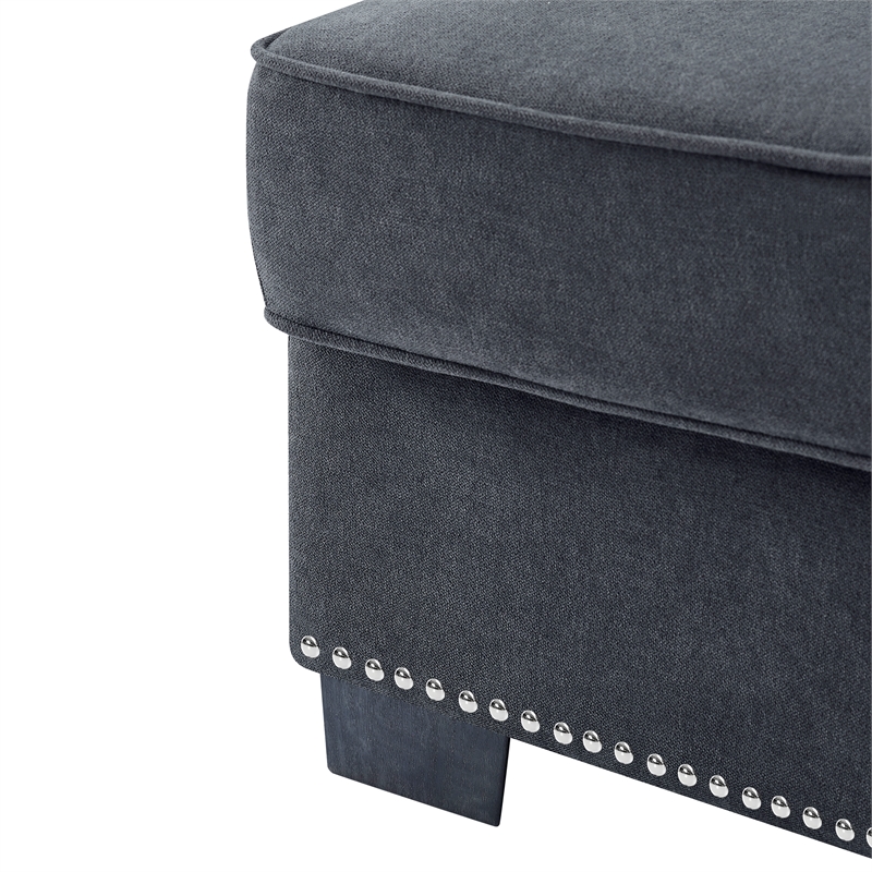 Trent Home Tufted Polyester Fabric Chaise Lounge in Gray