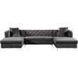 Trent Home Contemporary 3-Piece Velvet Sectional in Gray