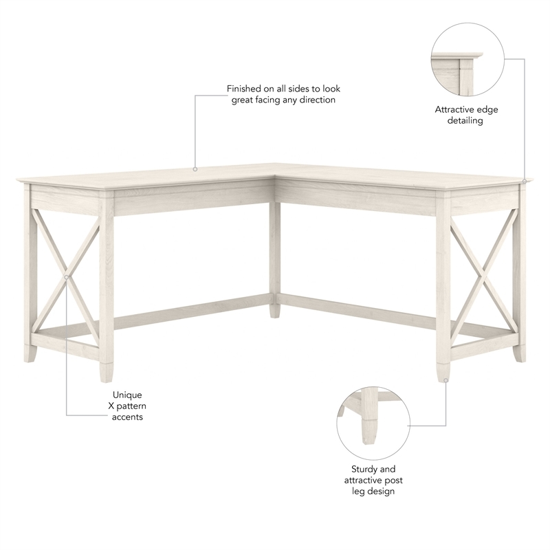 Trent Home L Shaped Contemporary Engineered Wood Desk in White