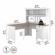 Trent Home 60W L Shaped Desk with Hutch in White and Shiplap Gray