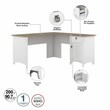 Trent Home 60W L Shaped Desk with Hutch in White and Shiplap Gray