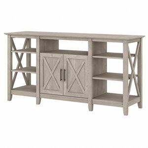 Trent Home Transitional Wood Tall TV Stand for TVs up to 65&quot in Washed Gray