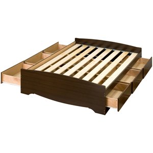 trent home transitional wooden king platform storage bed in espresso
