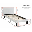 Trent Home Faux Leather White Bed Frame Twin Rectangular Button Tufted 43
