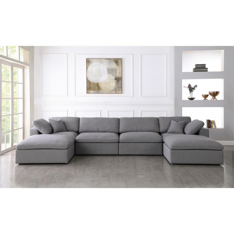 Trent Home Contemporary Gray Durable Linen Fabric Cloud Modular Sectional