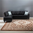 Trent Home Transitional Faux Leather Sectional Sofa with Ottoman in Black