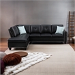 Trent Home Transitional Faux Leather Sectional Sofa with Ottoman in Black