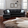 Trent Home Transitional Faux Leather Sectional Sofa with Ottoman in Black