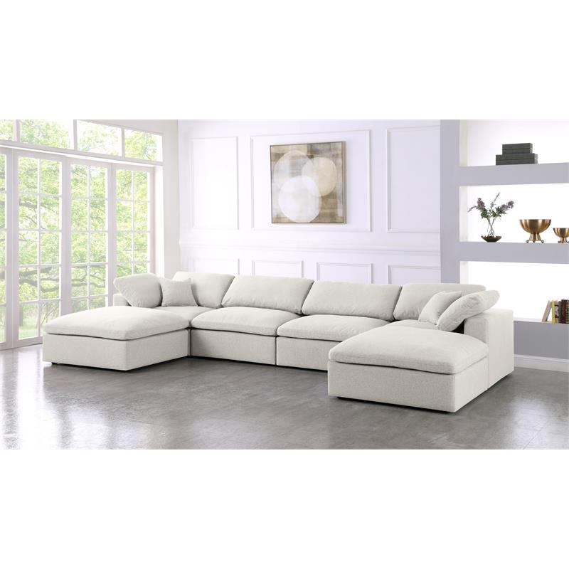 Trent Home Contemporary Cream Durable Linen Fabric Cloud Modular Sectional