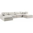 Trent Home Contemporary Cream Durable Linen Fabric Cloud Modular Sectional