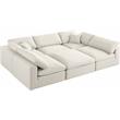 Trent Home Contemporary Cream Durable Linen Fabric Cloud Modular Sectional