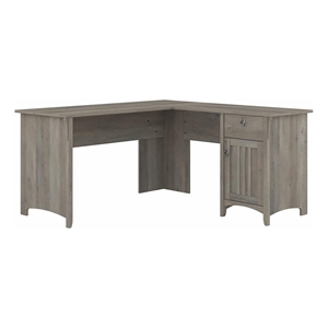 Trent Home 60&quot Contemporary Engineered Wood L Shaped Desk with Storage in Gray