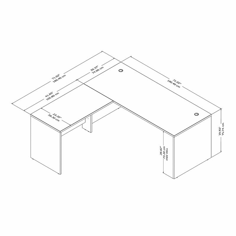 Trent Home Contemporary L Shaped Engineered Wood Desk with 42