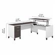 Trent Home Transitional 3 Position Sit to Stand L Shaped Desk in White and Gray