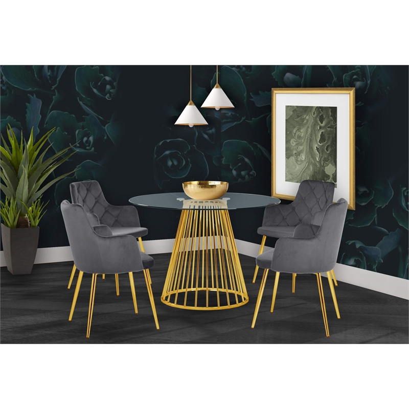 Trent Home Contemporary Glass Dining Table in Chrome