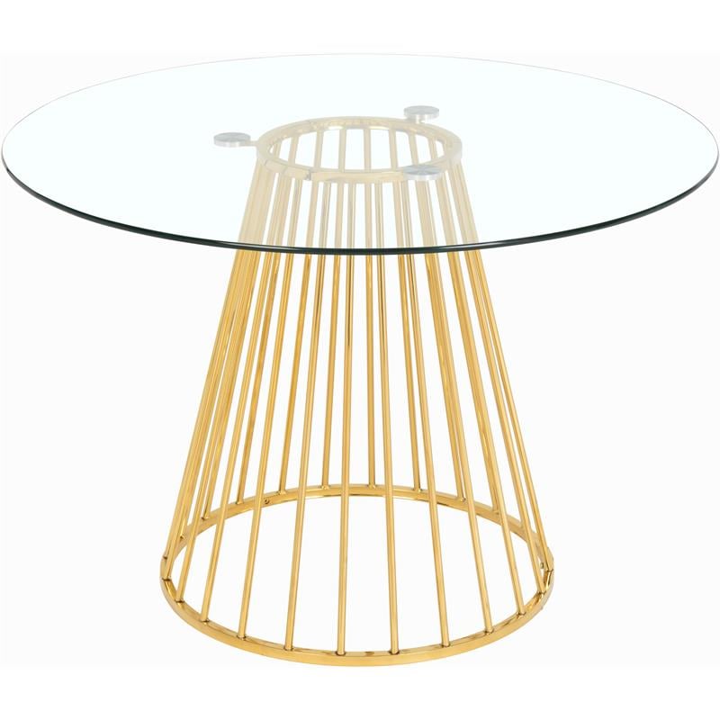 Trent Home Contemporary Glass Dining Table in Gold