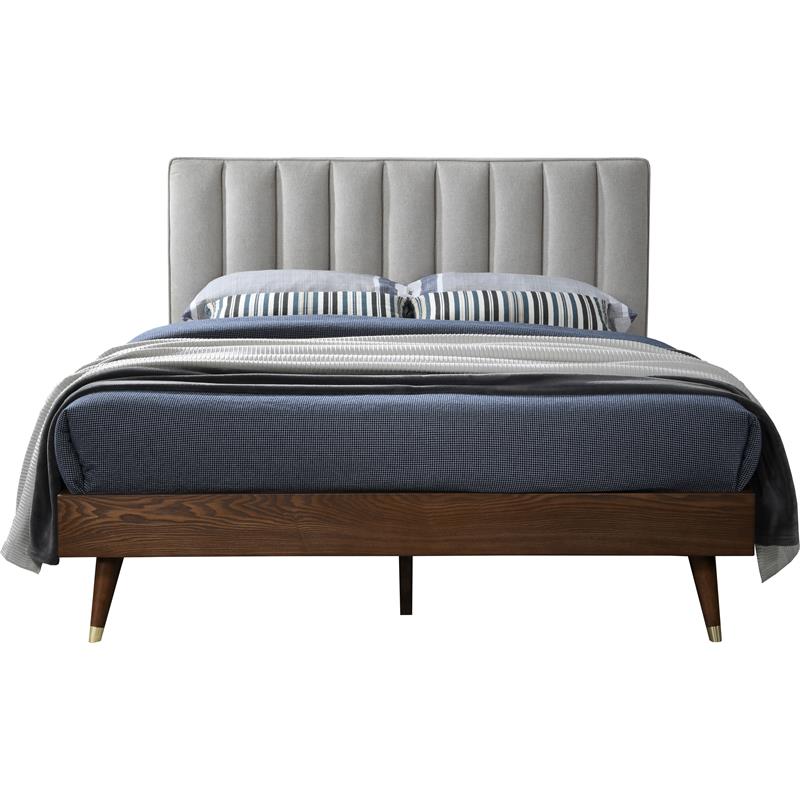Trent Home Contemporary Beige Durable Linen Fabric Queen Bed