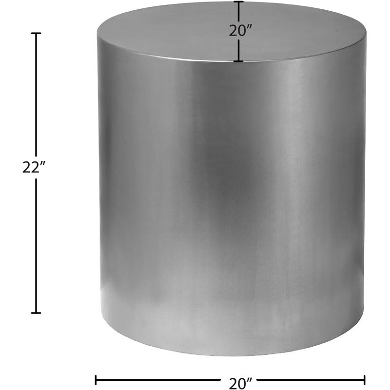 Trent Home Cylinder Round Contemporary Metal End Table in Chrome