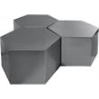 Trent Home Modular 3-Piece Modern Metal Coffee Table in Brushed Chrome