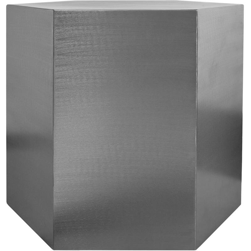 Trent Home Hexagon Shape Contemporary Metal End Table in Brushed Chrome