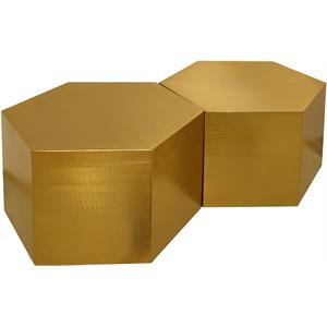 Trent Home Modular 2-Piece Modern Metal Coffee Table in Brushed Gold