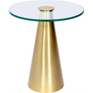 Trent Home Contemporary Metal End Table with Glass Top in Gold