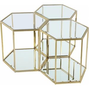 Trent Home 3-Piece Modular Stainless Steel/Glass End Table in Brushed Gold