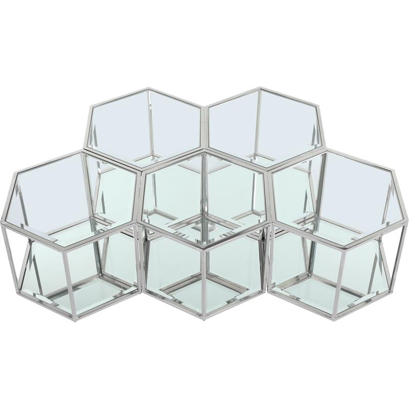 Trent Home 5-Piece Modern Mirrored/Stainless Steel/Glass Coffee Table in Chrome