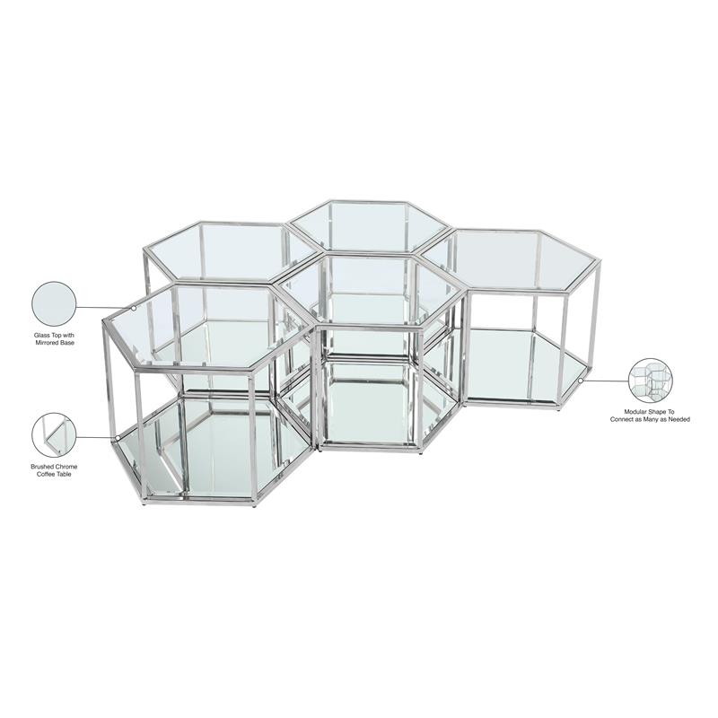 Trent Home 5-Piece Modern Mirrored/Stainless Steel/Glass Coffee Table in Chrome