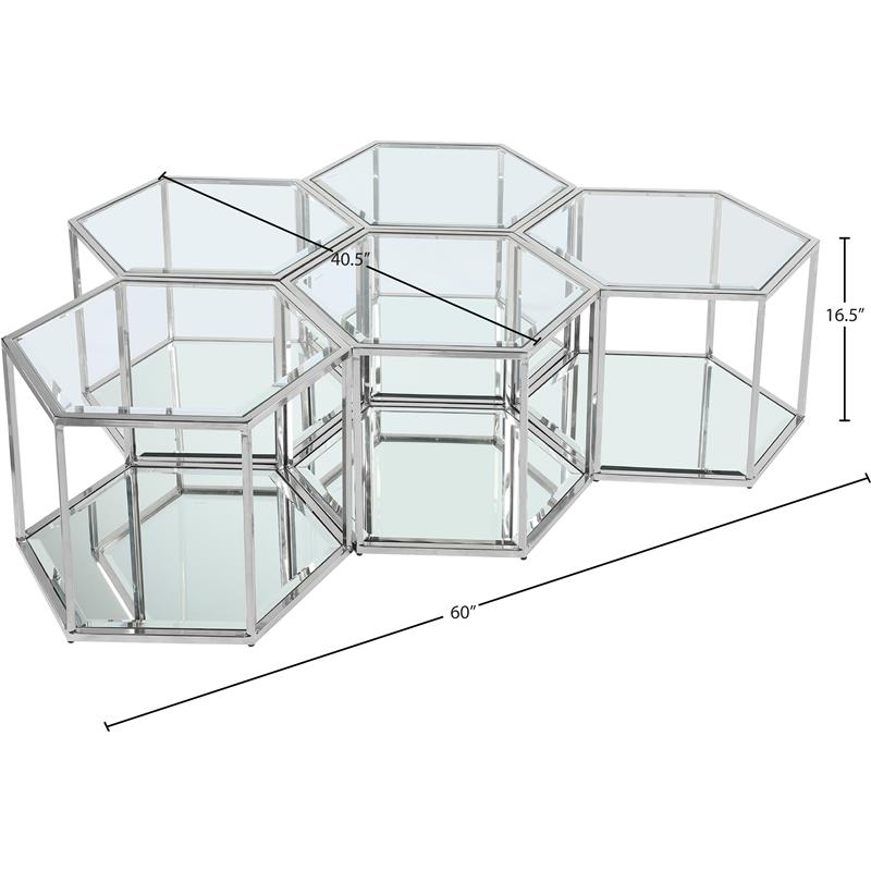 Trent Home 5-Piece Modern Mirrored/Stainless Steel/Glass Coffee Table in Chrome
