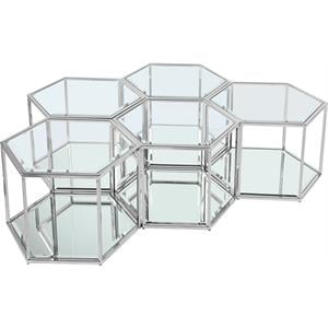 Trent Home 5-Piece Modern Mirrored/Stainless Steel/Glass Coffee Table in Chrome