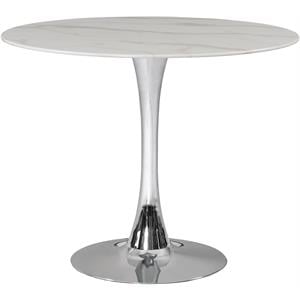 Trent Home Contemporary 36&quot Round Faux Marble Top Dining Table with Chrome Base