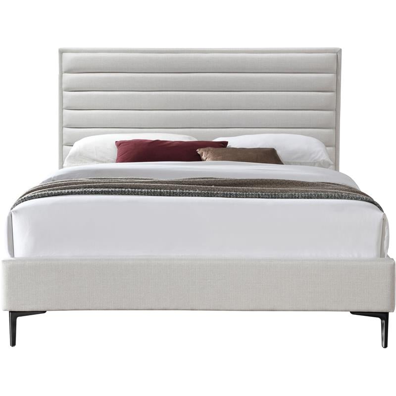 Trent Home Contemporary Cream Linen Queen Bed