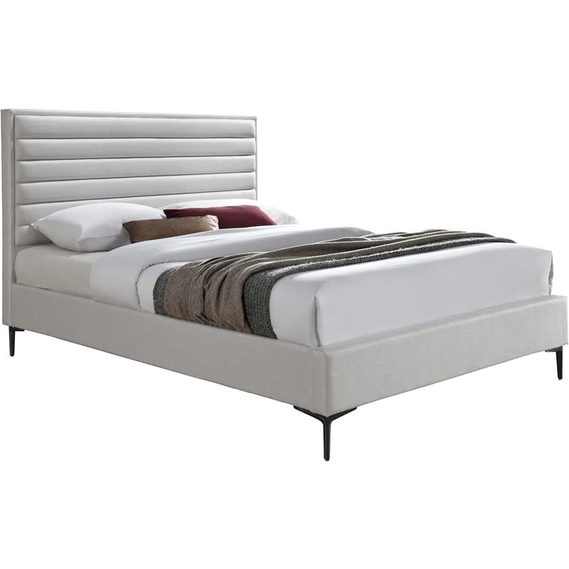 Trent Home Contemporary Cream Linen Queen Bed
