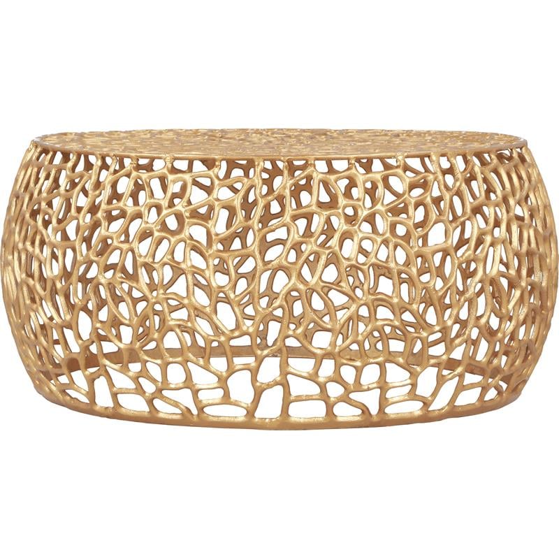 Trent Home Scrollwork Modern Solid Aluminum Coffee Table in Rich Gold