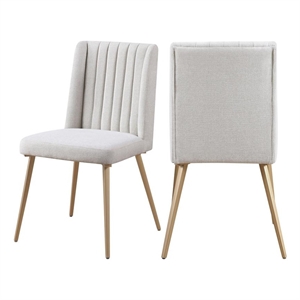 Trent Home 19&quot Contemporary Linen Fabric Dining Chair in Cream White (Set of 2)