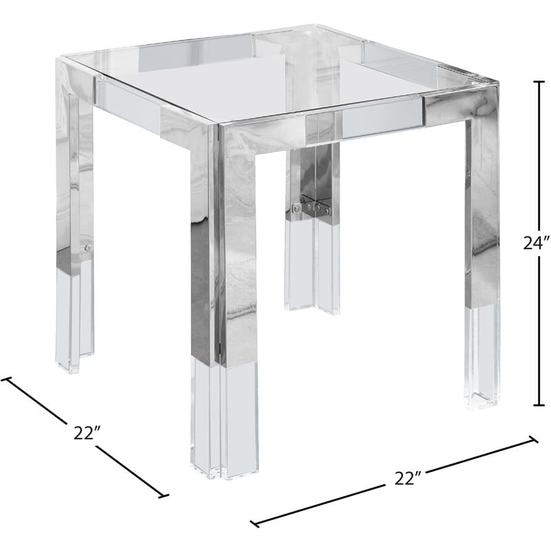 Trent Home Squared Contemporary Stainless Steel End Table in Chrome