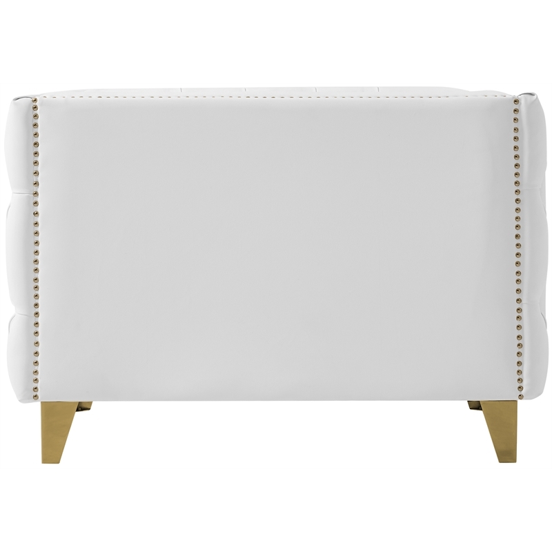 Trent Home Contemporary Faux Leather and Iron Chair in White