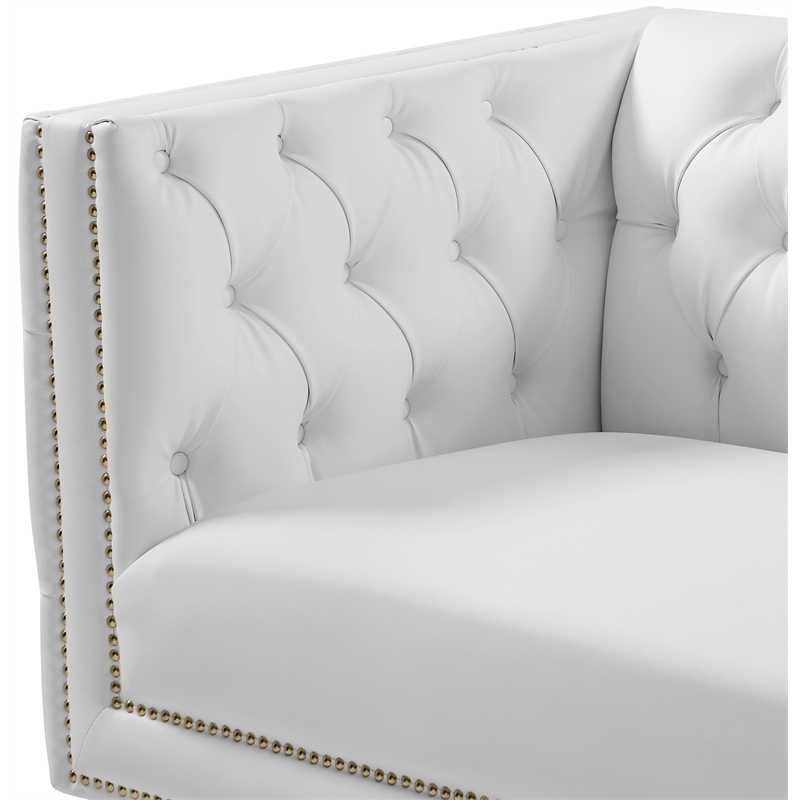 Trent Home Contemporary Faux Leather and Iron Chair in White
